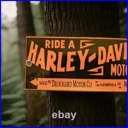 Vintage Harley Davidson Motorcycle Porcelain Sign Wichita Kansas Gas Oil Gas Oil