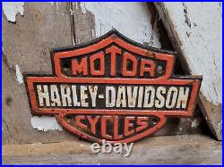 Vintage Harley Davidson Motorcycle Sign Dealer Service Sales Cast Iron Biker