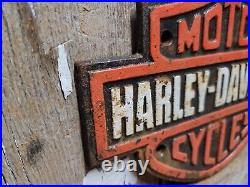 Vintage Harley Davidson Motorcycle Sign Dealer Service Sales Cast Iron Biker