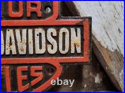 Vintage Harley Davidson Motorcycle Sign Dealer Service Sales Cast Iron Biker