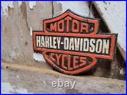 Vintage Harley Davidson Motorcycle Sign Dealer Service Sales Cast Iron Biker