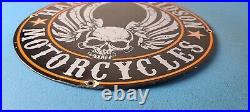 Vintage Harley Davidson Motorcycle Sign Skull & Wings Gas Pump Porcelain Sign
