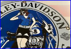 Vintage Harley Davidson Motorcycles Porcelain Sign Gas Station Pump Plate Oil