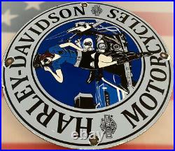 Vintage Harley Davidson Motorcycles Porcelain Sign Gas Station Pump Plate Oil