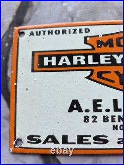 Vintage Harley Davidson Motorcycles Porcelain Sign Norwalk Ohio 10×5