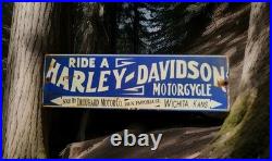 Vintage Harley Davidson Motorcycles Porcelain Sign Wichita Kansas Indian Gas Oil