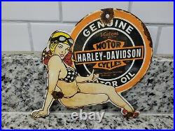 Vintage Harley Davidson Porcelain Motorcycles Sign Gas Dealer Sales & Service