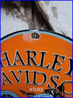 Vintage Harley Davidson Porcelain Sign Gas Motorcycle Dealer Advertising Wings