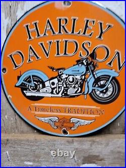 Vintage Harley Davidson Porcelain Sign Gas Motorcycle Dealer Advertising Wings