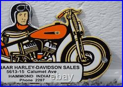 Vintage Harley Davidson Porcelain Sign Rare Gas Oil Dealer Sign Ad Sales Service