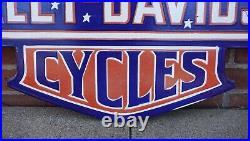 Vintage Harley Davidson Porcelain Sign Rare Gas Oil Dealer Sign Ad Sales Service