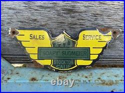 Vintage Harley Davidson Porcelain Sign Soapy Sudmeier Sales Service Old Gas Oil