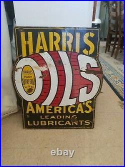 Vintage Harris Oil America's Leading Lubricants Porcelain Sign RARE