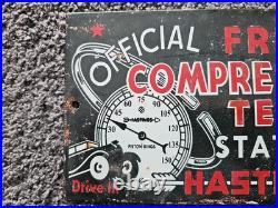 Vintage Hastings Compressors Porcelain Sign Gas Car Truck