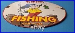 Vintage Heddon Porcelain Fishing Sales Tackle Lures Bait Store Gas Pump Sign