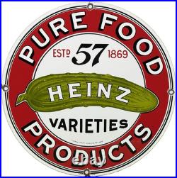 Vintage Heinz 57 Porcelain Sign Ketchup Mustard Relish Hot Dog Baseball Diner