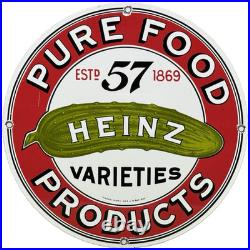 Vintage Heinz 57 Porcelain Sign Ketchup Mustard Relish Hot Dog Baseball Diner