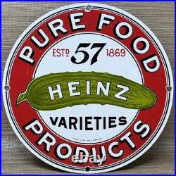 Vintage Heinz 57 Porcelain Sign Ketchup Mustard Relish Hot Dog Baseball Diner