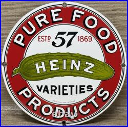 Vintage Heinz 57 Porcelain Sign Ketchup Mustard Relish Hot Dog Baseball Diner
