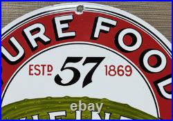 Vintage Heinz 57 Porcelain Sign Ketchup Mustard Relish Hot Dog Baseball Diner