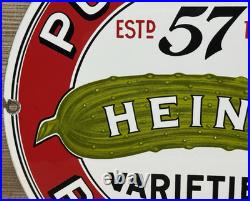 Vintage Heinz 57 Porcelain Sign Ketchup Mustard Relish Hot Dog Baseball Diner