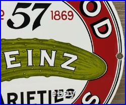 Vintage Heinz 57 Porcelain Sign Ketchup Mustard Relish Hot Dog Baseball Diner