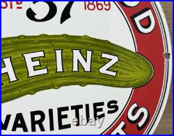 Vintage Heinz 57 Porcelain Sign Ketchup Mustard Relish Hot Dog Baseball Diner