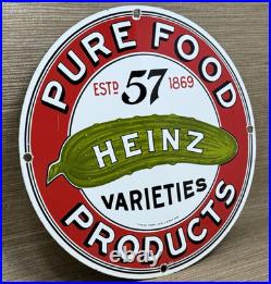 Vintage Heinz 57 Porcelain Sign Ketchup Mustard Relish Hot Dog Baseball Diner