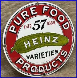 Vintage Heinz 57 Porcelain Sign Ketchup Mustard Relish Hot Dog Baseball Diner