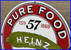 Vintage Heinz 57 Porcelain Sign Ketchup Mustard Relish Hot Dog Baseball Diner
