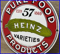 Vintage Heinz 57 Porcelain Sign Ketchup Mustard Relish Hot Dog Baseball Diner