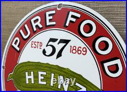 Vintage Heinz 57 Porcelain Sign Ketchup Mustard Relish Hot Dog Baseball Diner