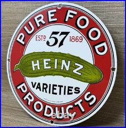 Vintage Heinz 57 Porcelain Sign Ketchup Mustard Relish Hot Dog Baseball Diner