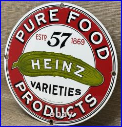 Vintage Heinz 57 Porcelain Sign Ketchup Mustard Relish Hot Dog Baseball Diner