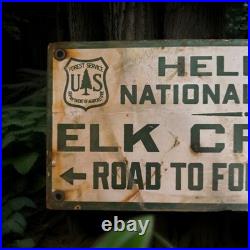 Vintage Helena-Lewis Clark National Forest Porcelain Sign Montana Texas Wyoming
