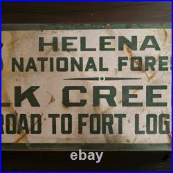 Vintage Helena-Lewis Clark National Forest Porcelain Sign Montana Texas Wyoming