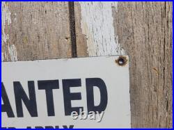 Vintage Help Wanted Porcelain Sign Old No Irish Need Apply Employment Broker