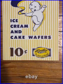 Vintage Hendlers Ice Cream Sign Kewpie Pie