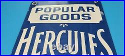 Vintage Hercules Overalls Porcelain Gas Farm Popular Goods General Store Sign