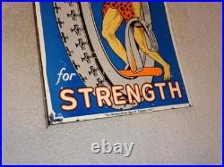 Vintage Hercules Tires & Tubes Porcelain Metal Gas Oil Double Sided Flange Sign