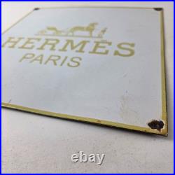 Vintage Hermes Luxury Fashion Sign Porcelain Store Display Gas Pump Sign
