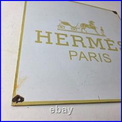 Vintage Hermes Luxury Fashion Sign Porcelain Store Display Gas Pump Sign