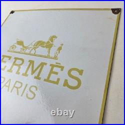 Vintage Hermes Luxury Fashion Sign Porcelain Store Display Gas Pump Sign