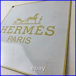 Vintage Hermes Luxury Fashion Sign Porcelain Store Display Gas Pump Sign