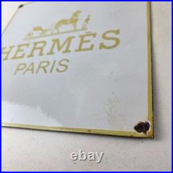 Vintage Hermes Luxury Fashion Sign Porcelain Store Display Gas Pump Sign
