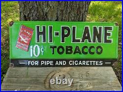 Vintage Hi-plane Pipe Tobacco Metal Gas Sign 10 X 23