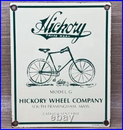 Vintage Hickory Bicycles Porcelain Sign Dealership Service Whell Gas Oil
