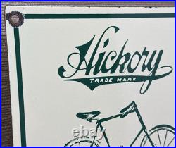 Vintage Hickory Bicycles Porcelain Sign Dealership Service Whell Gas Oil