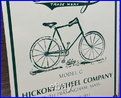 Vintage Hickory Bicycles Porcelain Sign Dealership Service Whell Gas Oil