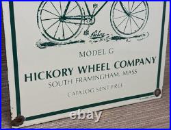 Vintage Hickory Bicycles Porcelain Sign Dealership Service Whell Gas Oil